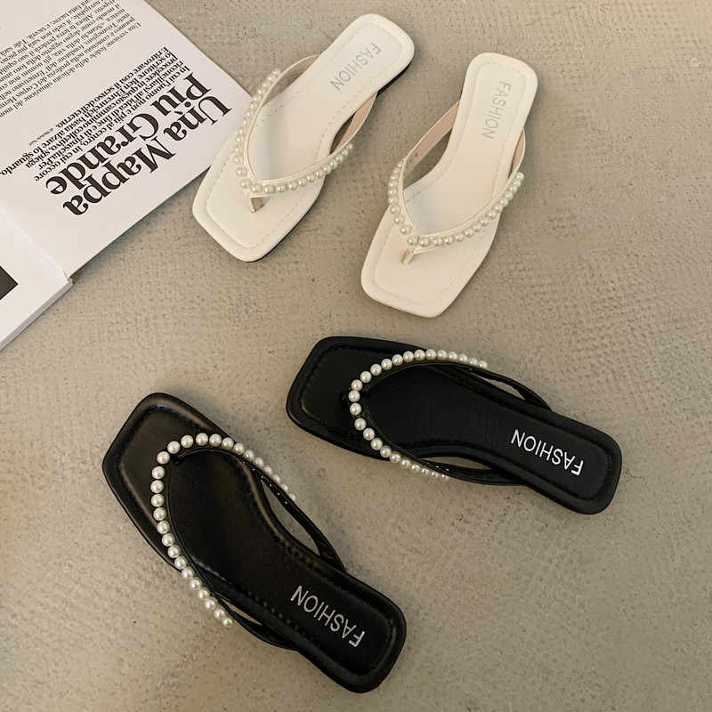 Pantofi pentru femei 2023 papuci de modă papuci de damă papuci casual conciși și sălbatici pantofi cu mărgele șir pentru femei