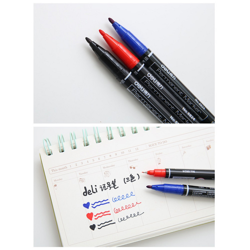 3 vnt Aliejinio rašalo nuolatinės spalvos žymeklis, ryškus piešinys juodai mėlynai raudonai skirtas CD audiniams, medienai Biuro mokykla A6537