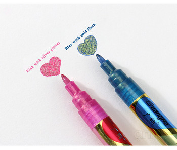12 Χρώματα Glitter Μαρκαδόροι στυλό Glitter Παιδικό γκράφιτι Ζωγραφική Στυλό Χειρόγραφο Σχέδιο Φθορίζον Στυλό Γραφείο Σχολική Χαρτικά