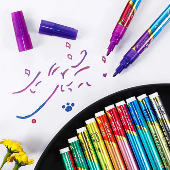12 Χρώματα Glitter Μαρκαδόροι στυλό Glitter Παιδικό γκράφιτι Ζωγραφική Στυλό Χειρόγραφο Σχέδιο Φθορίζον Στυλό Γραφείο Σχολική Χαρτικά