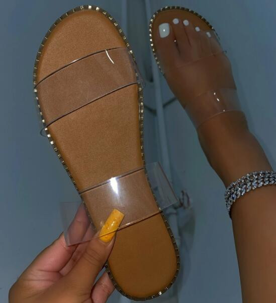 2022., ženske nove sandale s ravnim dnom i papuče velike veličine s metalnim rubom, sandale na otvorenom, univerzalne papuče sandalice