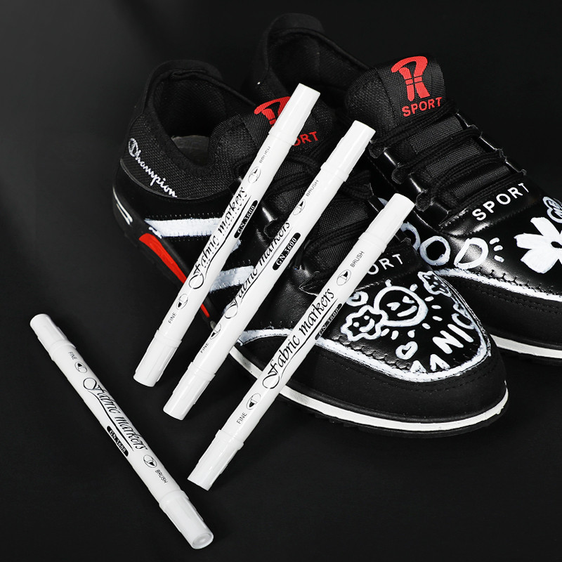 Set bijelih flomastera za tkanine, trajne umjetničke olovke za tkanine s dva vrha za majice, tenisice, platnene torbe, slikanje za djecu i odrasle