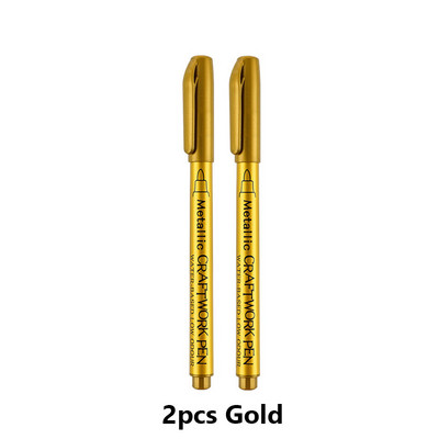 2 kom/lot DIY metalne vodootporne trajne flomastere, zlatne i srebrne za crtanje, pribor za učenike, flomasteri za rukotvorine