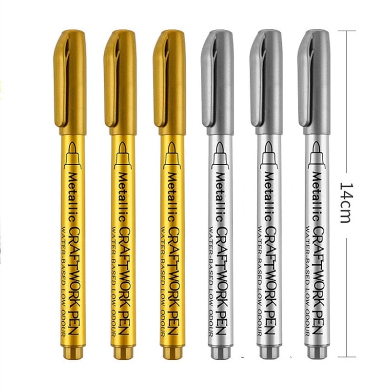 2 kom/lot DIY metalne vodootporne trajne flomastere, zlatne i srebrne za crtanje, pribor za učenike, flomasteri za rukotvorine