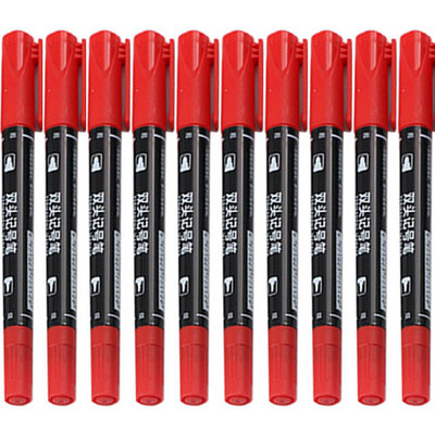 10 kom/set trajne vodootporne flomastere s dvostrukom glavom fine/srednje oštrice 0,5 mm-1 mm crna plava crvena tinta markeri za slikanje