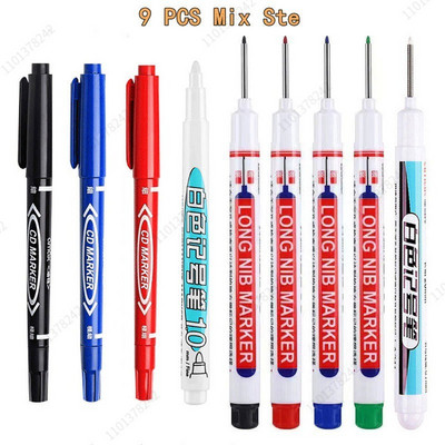 8/9 τεμ./Σετ 20mm Βαθιά τρύπα Long Head Markers Στυλό Μεταλλικό Διάτρητο Στυλό Αδιάβροχο Μπάνιο Ξυλουργική Διακόσμηση πολλαπλών χρήσεων