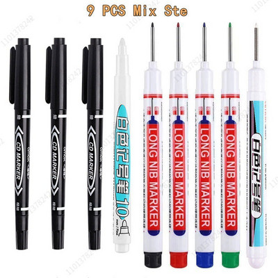 8/9 τεμ./Σετ 20mm Βαθιά τρύπα Long Head Markers Στυλό Μεταλλικό Διάτρητο Στυλό Αδιάβροχο Μπάνιο Ξυλουργική Διακόσμηση πολλαπλών χρήσεων