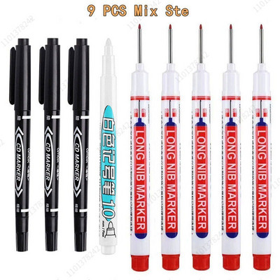 8/9 τεμ./Σετ 20mm Βαθιά τρύπα Long Head Markers Στυλό Μεταλλικό Διάτρητο Στυλό Αδιάβροχο Μπάνιο Ξυλουργική Διακόσμηση πολλαπλών χρήσεων