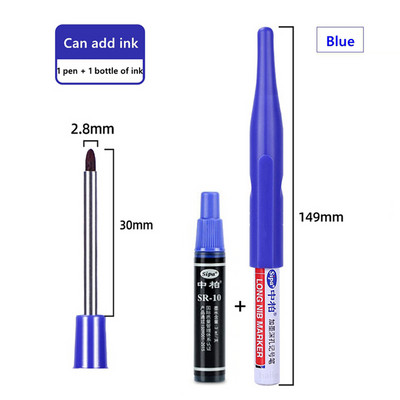 Vodootporni markeri s dugom glavom i rupom od 30 mm, komplet ispunivih tinti, za kupaonsku drvenu dekoraciju Višenamjenska oznaka