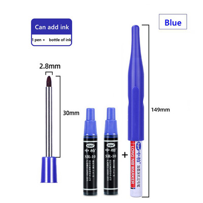 Vodootporni markeri s dugom glavom i rupom od 30 mm, komplet ispunivih tinti, za kupaonsku drvenu dekoraciju Višenamjenska oznaka