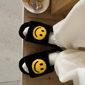 Зимни нови Kawaii анимационни дамски домашни кожени чехли с отворени пръсти, спалня, сладък модел на усмивка, домашни дамски пухкави чехли, пързалки