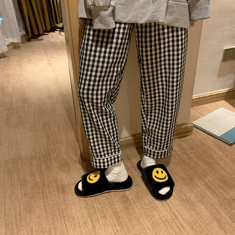 Zimske nove kawaii crtane ženske kućne krznene papuče s otvorenim prstima za spavaću sobu sa slatkim smajlićem, kućne ženske papuče s toboganima