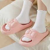 Nove ženske kućne papuče Jednobojne mašne s printom Meke neklizajuće sandale za unutarnju kupaonicu Tobogani za par modnih ženskih cipela za slobodno vrijeme