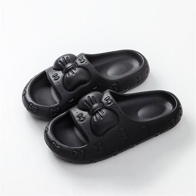 Nove ženske kućne papuče Jednobojne mašne s printom Meke neklizajuće sandale za unutarnju kupaonicu Tobogani za par modnih ženskih cipela za slobodno vrijeme