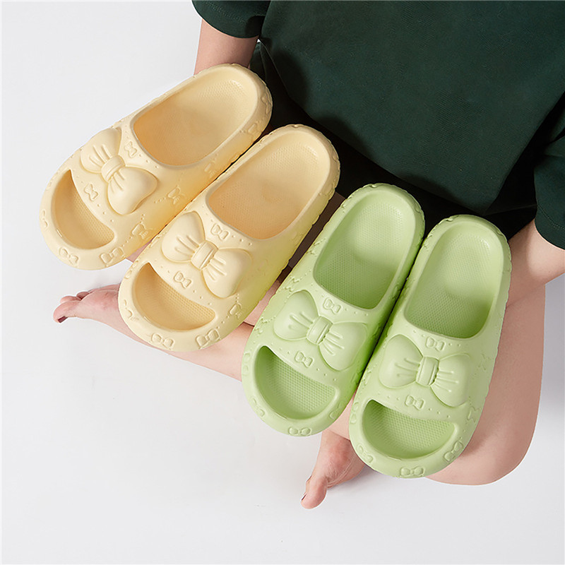 Nove ženske kućne papuče Jednobojne mašne s printom Meke neklizajuće sandale za unutarnju kupaonicu Tobogani za par modnih ženskih cipela za slobodno vrijeme