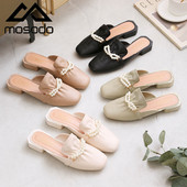 Sandale din piele Mosodo Vară Femei Sandale casual Îmbrăcăminte la modă Pantofi singuri Fată Perla Toc Pătrat Jumătate Papuci