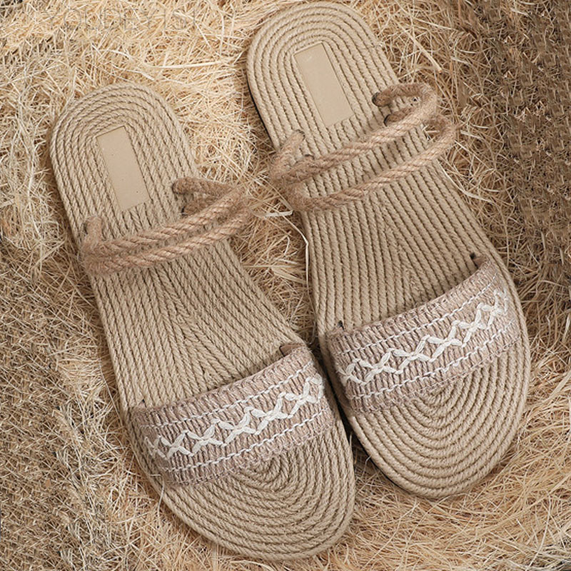 Suvised põimitud sussid 2022 Espadrille plätud naiste kodu siseruumides linasest vabaajajalatsid Sandaalid linasest vööst magamistoa liugused