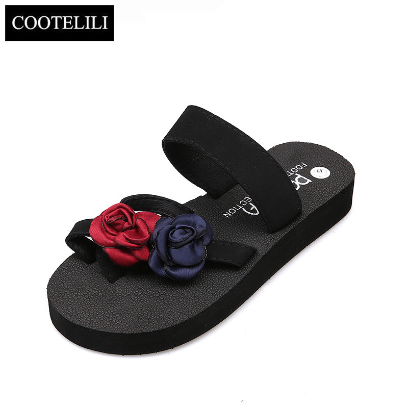 COOTELILI Moda Femei Papuci Pantofi de vară pentru femei Pantofi de exterior Pantofi Pantofi cu platformă Femei Toc mijlociu 36-40