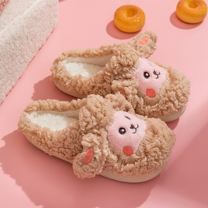 Vtipné topánky, roztomilé zvieracie papuče pre ženy, kawaii nadýchané zimné teplé papuče pre dievčatá, kreslené ovečky, chlpaté šľapky