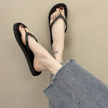 Дамски обикновени едноцветни удобни чехли Унисекс Летни модни ежедневни неплъзгащи се обувки Двойка Джапанки Плажни мъжки сандали