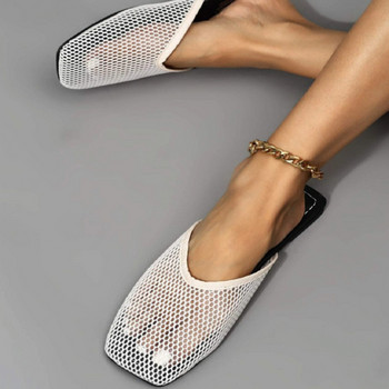 Γυναικεία σανδάλια 2022 Καλοκαιρινή διχτυωτή επίπεδη παπούτσια Casual Slip on Slides Αναπνεύσιμα ελαφριά μαύρα κούφια παπούτσια Pantufa Feminina