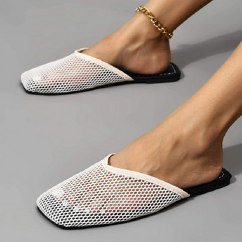 Сандали Дамски 2022 летни мрежести плоски обувки Ежедневни плъзгащи се плъзгащи се дишащи леки черни кухи обувки Pantufa Feminina