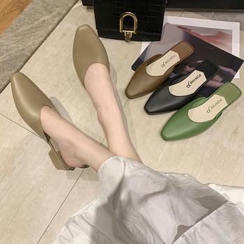 Лято Новите диви мързеливи Baotou Chunky Heel Fairy Style Internet Celebrity Fashion Неплъзгащи се външни женски сандали