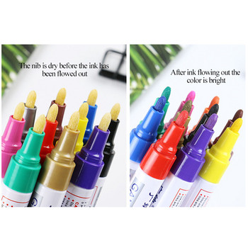 GANA Цветни маслени маркери Водоустойчива писалка за боядисване 12 цвята Използване за Направи си сам Албум за занаяти Автомобил Метално стъкло Инструмент за изкуство на лицето GN-110