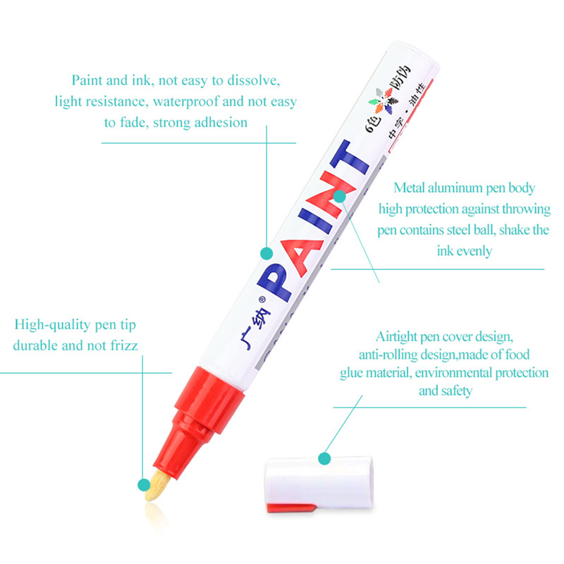 GANA έγχρωμοι μαρκαδόροι λαδιού Αδιάβροχο στυλό μαρκαδόρου 12 Χρώμα Χρήση για DIY Craft άλμπουμ αυτοκινήτου Μεταλλικό γυαλί Face Art Tool GN-110