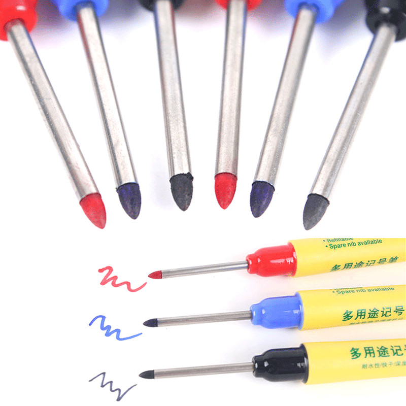 3 vnt. / rinkinys Ilgos galvutės žymekliai rašiklis Vonios kambarys Medienos apdirbimo apdaila Daugiafunkcis gilių skylių žymeklis Rašiklis raudonas/juodas/mėlynas rašalas