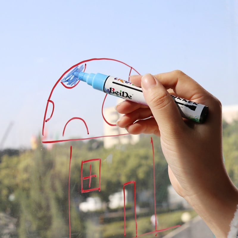 Neon Pachet 8 Markere cu cretă lichidă ștersă umedă pentru sticlă, tablă neporoasă, tablă, ceramică, piatră, oglindă