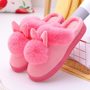 Сладки домашни обувки със заешки уши Дамски зимни топли чехли Дамски плюшени чехли за дома Ежедневни дамски меки обувки за жени