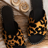 Ženske japanke Leopard print Ljeto 2022. Papuče Ženske ležerne ravne ravne križeve Otvoreni prsti Ženske ženske natikače Papuče Sandale Cipele