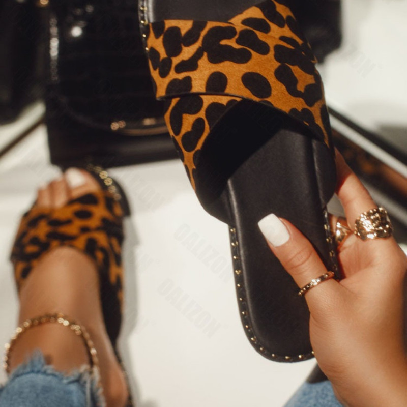 Ženske japanke Leopard print Ljeto 2022. Papuče Ženske ležerne ravne ravne križeve Otvoreni prsti Ženske ženske natikače Papuče Sandale Cipele