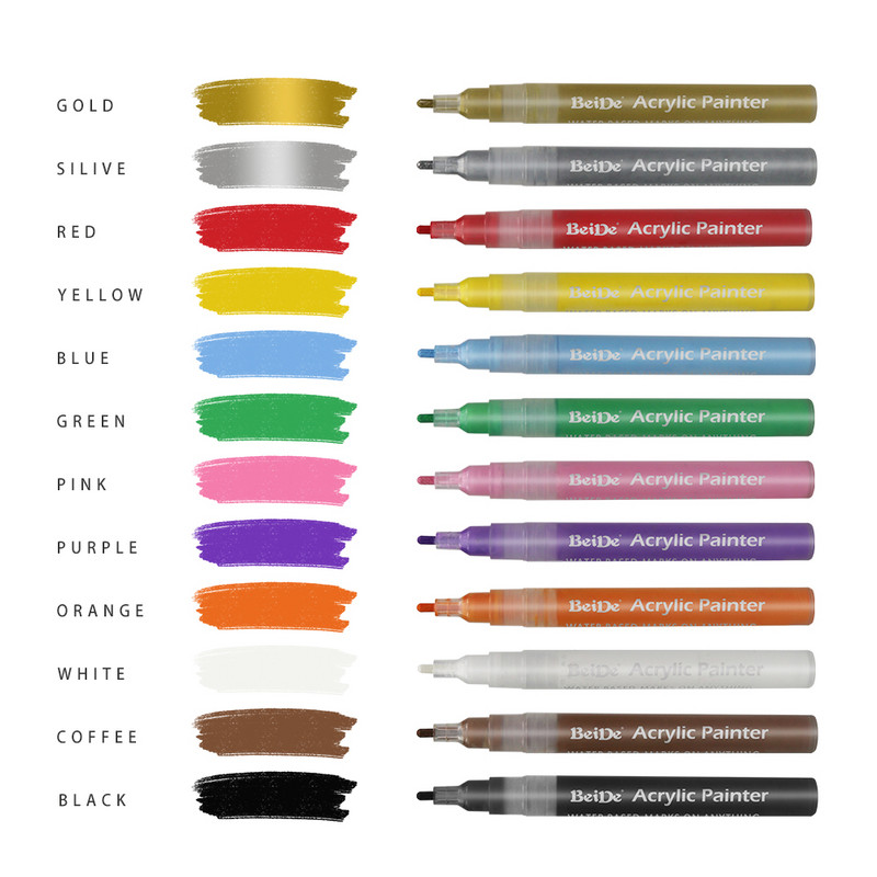 Olovka s akrilnom bojom od 3 mm Marker za označavanje boja Trajni marker za keramiku, kamen, staklo, porculanska šalica, drvena tkanina, platno