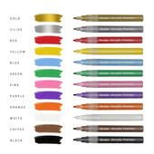 Olovke s akrilnom bojom za slikanje po stijenama, komplet markera s bojom u 18 živih boja za staklo, kamen, drvo, tkaninu, metal, keramiku, kamen