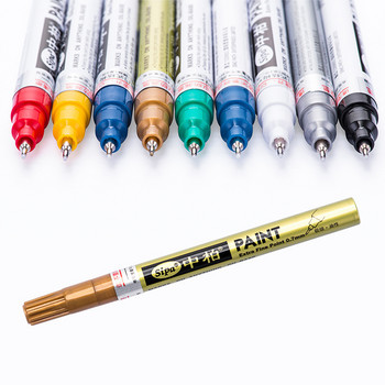 8-цветен албум „Направи си сам“ Graffti Pen 0,7 mm златен многофункционален висококачествен иглописец, маркер, сребърна метална химикалка за ретуширане на боя за автомобилни гуми