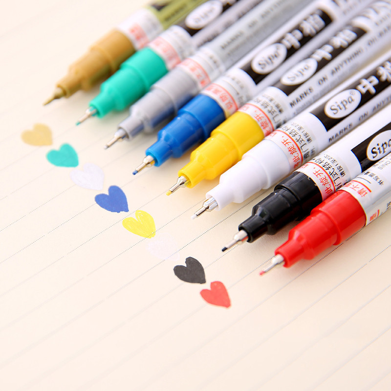 8bojni DIY album Graffti olovka 0,7 mm zlatna višenamjenska visokokvalitetna iglana olovka marker srebrna metalna olovka za popravku auto guma