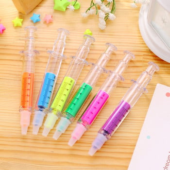 Νέα 6 τεμάχια/συσκευασία Funny Kawaii Syringe Fluorescent Pen Λέξεις-κλειδιά Mark Pen Highlighter Στυλό Σχολείο και Γραφείο