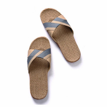 Suihyung Летни домашни ленени чехли за мъже Различни стилове Комфортни дишащи пързалки с отворени пръсти Неплъзгащи се плоски мъжки ленени джапанки