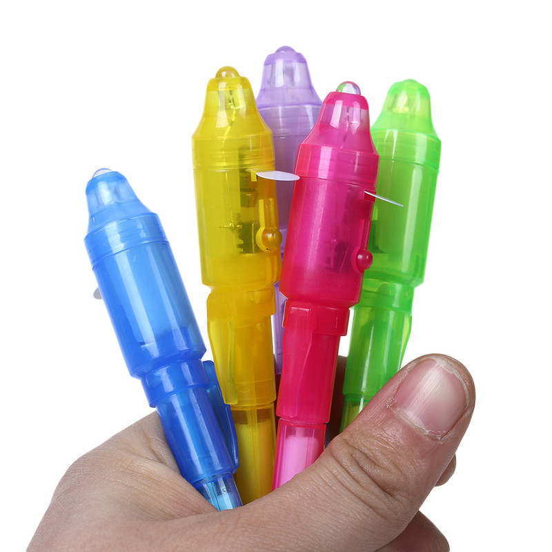5 komada/lot Višenamjenska špijunska olovka s nevidljivom tintom Ugrađena UV svjetiljka Čarobni marker Olovka za tajne poruke
