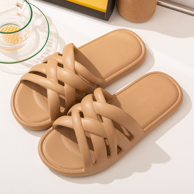 Feslishoet Dámske kúpeľňové papuče, protišmykové EVA sprchové šľapky, sandále s reliéfnym vzorom, vhodné do interiéru aj exteriéru