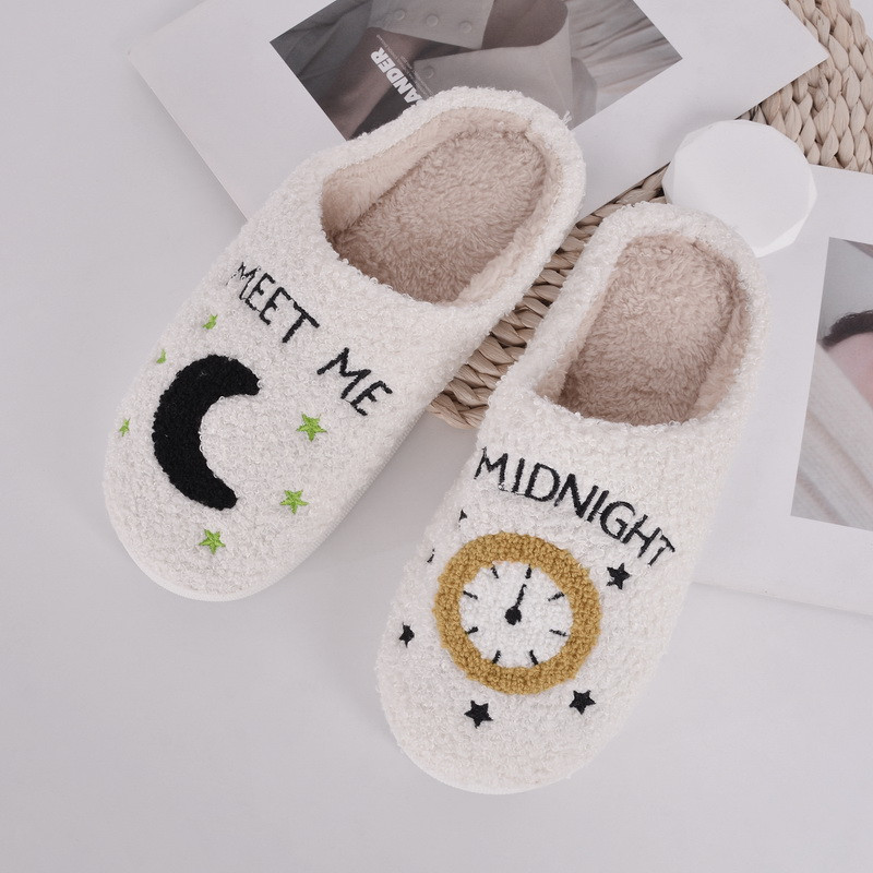 Mielas šiltas Susipažinkite su manimi vidurnaktį Šlepetės pagalvėlės šlepetės Minkštos Šiltos Patogios Plokščios kailinės Moteris animacinis filmas Ramadano namas Šlepetės Juokingi batai