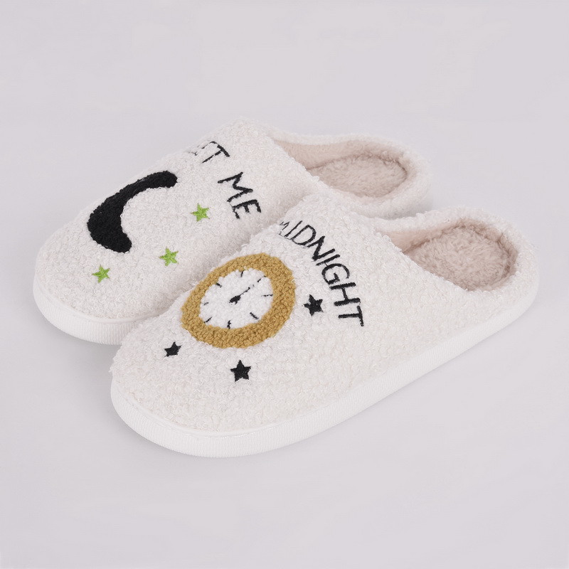 Mielas šiltas Susipažinkite su manimi vidurnaktį Šlepetės pagalvėlės šlepetės Minkštos Šiltos Patogios Plokščios kailinės Moteris animacinis filmas Ramadano namas Šlepetės Juokingi batai