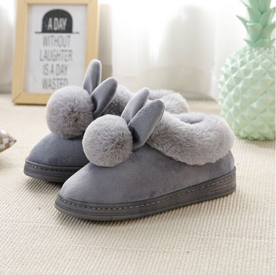 Pamučne ženske papuče Novi dolazak Tople plišane zimske krznene papuče u obliku srca Meke cipele za zatvorene ravne s kućnim papučama