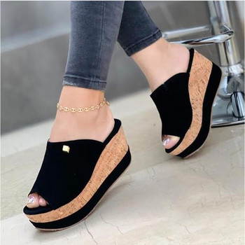 Γυναικείες καλοκαιρινές Peep Toe Wedges Σανδάλια με τακούνι Πλατφόρμα Παπούτσια Casual Γυναικείες παντόφλες για εξωτερικούς χώρους Παπούτσια παραλίας Fashion Slides Sandalias