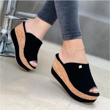 Γυναικείες καλοκαιρινές Peep Toe Wedges Σανδάλια με τακούνι Πλατφόρμα Παπούτσια Casual Γυναικείες παντόφλες για εξωτερικούς χώρους Παπούτσια παραλίας Fashion Slides Sandalias