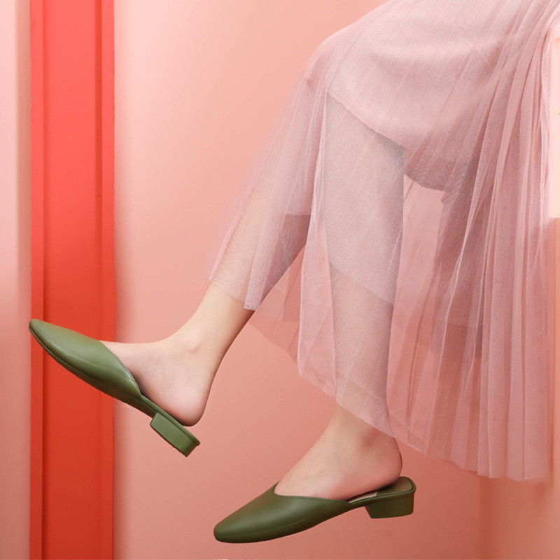 Mules Batai Aukščiausios kokybės moteriški smailūs pirštai plokščiapadžiai šlepetės moteriškos plastikinės vasaros lauko moteriškos namų batai Zapatilla Mujer