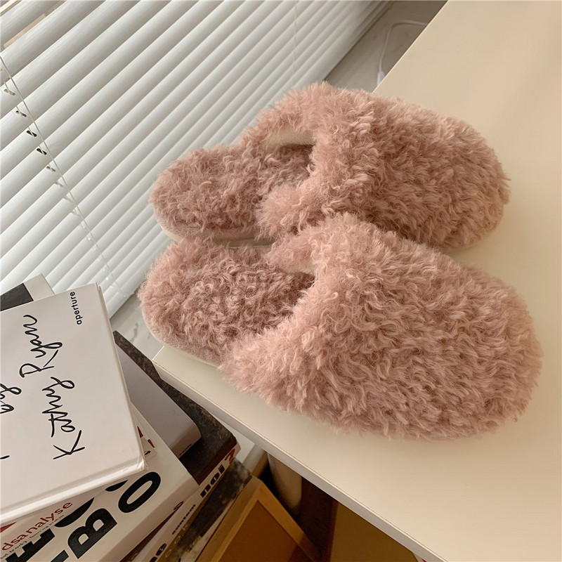 Χειμωνιάτικες ζεστές βαμβακερές παντόφλες Γυναικεία μόδα Μονόχρωμες βελούδινες παντόφλες Εσωτερικού δαπέδου για ζευγάρια Παπούτσια σπιτιού Παντόφλες από μαλακή γούνα
