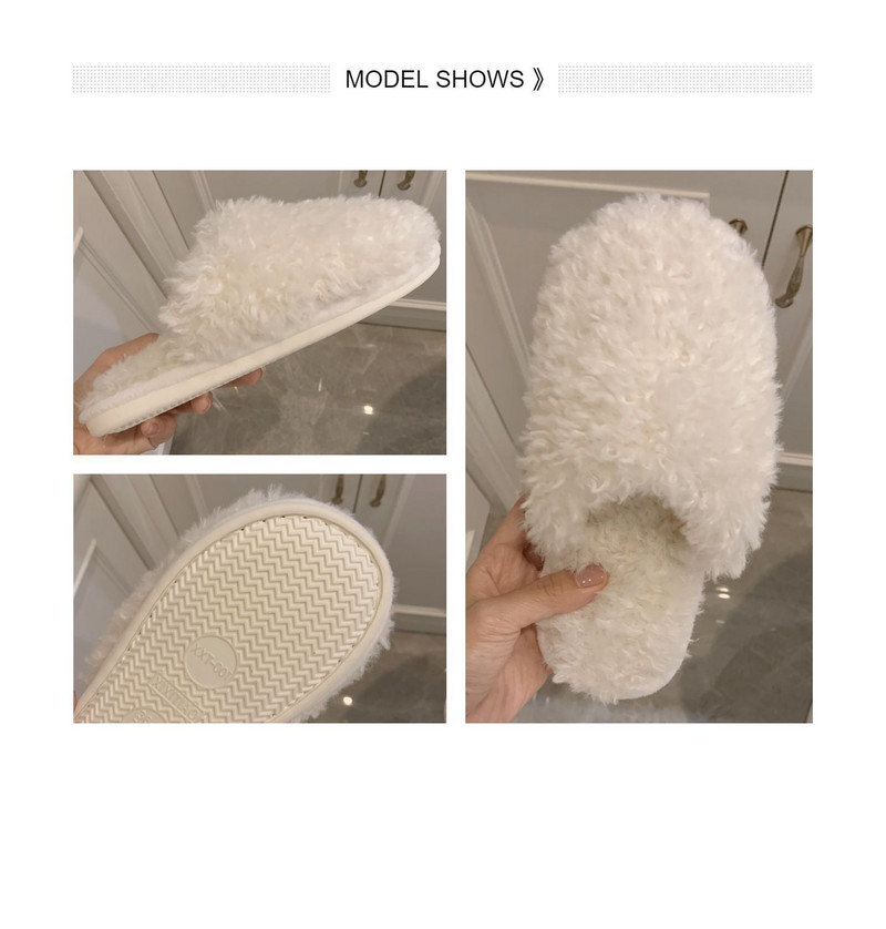 Χειμωνιάτικες ζεστές βαμβακερές παντόφλες Γυναικεία μόδα Μονόχρωμες βελούδινες παντόφλες Εσωτερικού δαπέδου για ζευγάρια Παπούτσια σπιτιού Παντόφλες από μαλακή γούνα